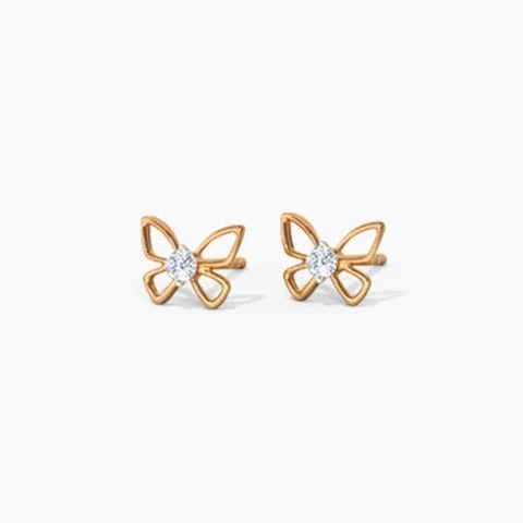 Glinting Butterfly Diamond Stud Earrings